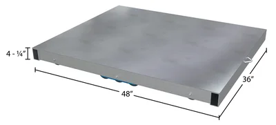 Vestil Aluminum Pallet Dolly with Solid Top Tilt 36 In. x 48 In. 8000 Lb. Capacity Silver - dimensional drawing