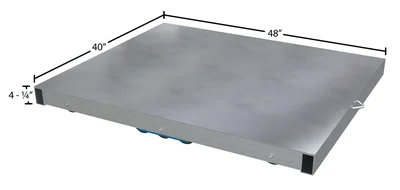 Vestil Aluminum Pallet Dolly with Solid Top Tilt 40 In. x 48 In. 8000 Lb. Capacity Silver - dimensional drawing