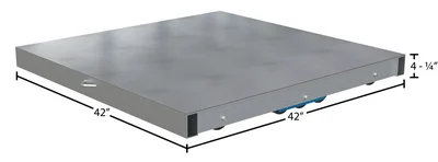 Vestil Aluminum Pallet Dolly with Solid Top Tilt 42 In. x 42 In. 8000 Lb. Capacity Silver - dimensional drawing