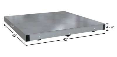 Vestil Aluminum Pallet Dolly with Solid Top Tilt 42 In. x 42 In. 4000 Lb. Capacity Silver - dimensional drawing