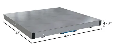 Vestil Aluminum Pallet Dolly with Solid Top Tilt 42 In. x 42 In. 6000 Lb. Capacity Silver - dimensional drawing