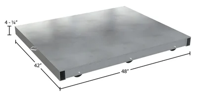 Vestil Aluminum Pallet Dolly with Pallet Top 42 In. x 48 In. 4000 Lb. Capacity Silver - dimensional drawing