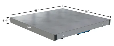 Vestil Aluminum Pallet Dolly with Pallet Top 48 In. x 48 In. 8000 Lb. Capacity Silver - dimensional drawing