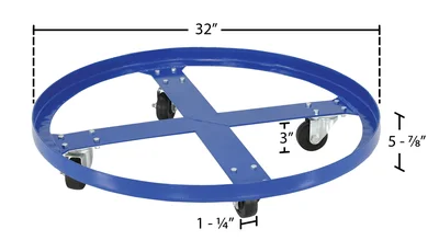 Vestil DRUM-SP-32-9-H Steel Over Pack Drum Dolly - dimensional drawing
