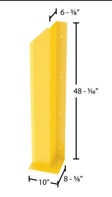 Vestil DSP-WF-48-RH-YL Steel Overhead Door Track Protector - dimensional drawing