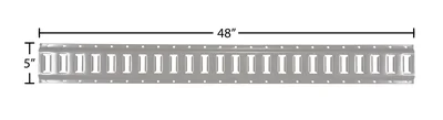 Vestil Steel E-Track 4 Ft. Length 2 Pack Gray - dimensional drawing