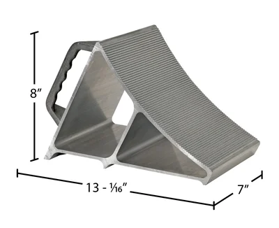 Vestil Aluminum Wheel Chock with Hand Grip 13-1/16 In. x 7 In. x 8 In. Silver - dimensional drawing