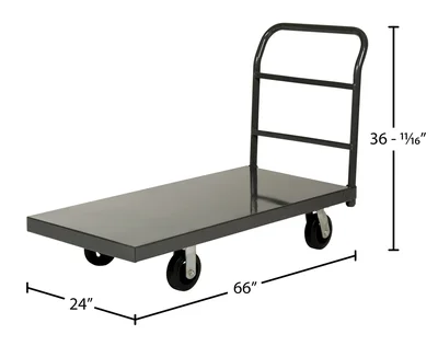 Vestil Steel Smooth Deck Platform Truck 24 In. x 60 In. 2000 Lb. Capacity Black - dimensional drawing
