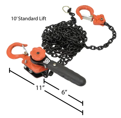 Vestil ELH-05-10 Steel Mighty Mini Lever Hoist - dimensional drawing
