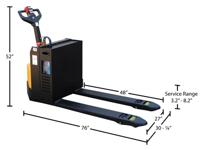 Vestil EPT-2748-45-AGM Steel Electric Pallet Jack - dimensional drawing