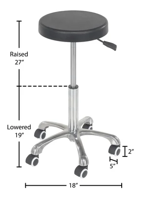 Vestil ESE-WS-1927 Ergonomic Sitting Work Stool - dimensional drawing