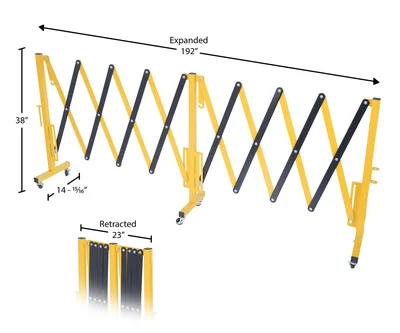 Vestil Steel Expand A Gate 192 In. Length Yellow/Black - dimensional drawing