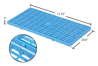 Vestil Polyethylene Floor Grid 15 Pack 1100 Lb. Capacity Blue - dimensional drawing