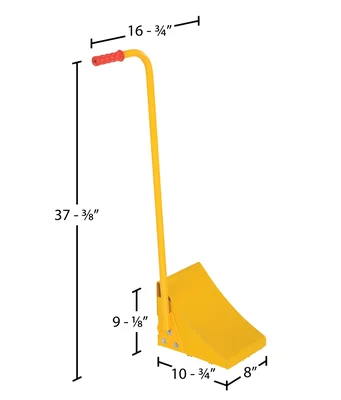 Vestil FAB-11-ERGO Fabricated Steel Wheel Chock With Ergonomic Handle - dimensional drawing