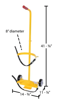 Vestil Steel Fire Extinguisher Carrier 100 Lb. Capacity Yellow - dimensional drawing