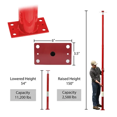 Vestil FJB-150 Basement Floor Jack - dimensional drawing