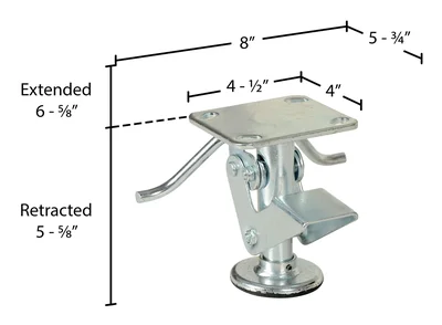 Vestil Economical Floor Lock 5-5/8 to 6-5/8 In. Height Silver - dimensional drawing