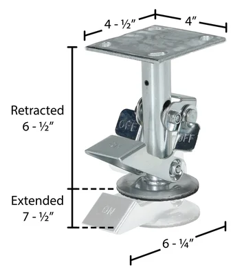 Vestil FL-LK-6EL Galvanized Steel Top Mount Floor Lock - dimensional drawing