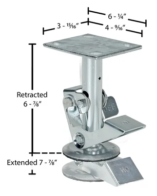 Vestil Steel FL-LK-6EM Top Mount Floor Lock - dimensional drawing