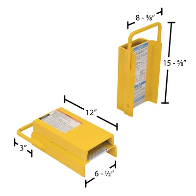 Vestil Steel Fork Rear Spacer 6-1/2 In. Width Yellow - dimensional drawing