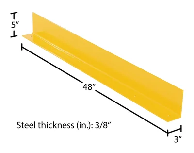Vestil Steel Floor Safety Curb 48 In. x 3 In. x 5 In. 3/8 In. Thick Yellow - dimensional drawing