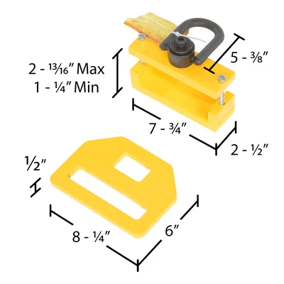 Vestil FTDC-6-4400 Steel Forklift Tie Down Clamps - dimensional drawing