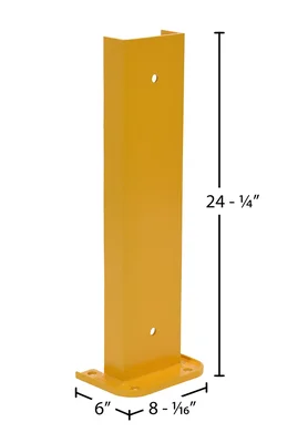 Vestil Steel Structural Rack Guard 24-1/4 In. x 6 In. x 19 In. Yellow - dimensional drawing