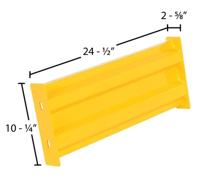 Vestil GR-F2R-BO-2-YL Steel 2 Ribbed Bolt On Style Guard Rail - dimensional drawing