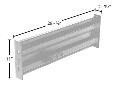 Vestil Steel 2 Ribbed Bolt On Style Guard Rail 30 In Length Silver - dimensional drawing