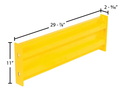 Vestil Steel 2 Ribbed Bolt On Style Guard Rail 30 In Length Yellow - dimensional drawing