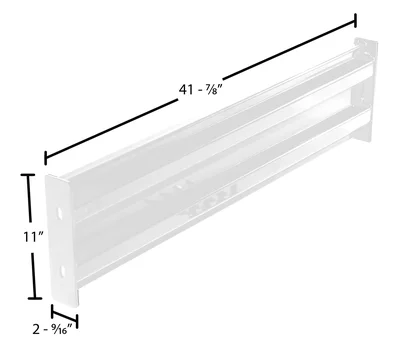 Vestil Steel 2 Ribbed Bolt On Style Guard Rail 42 In. Length White - dimensional drawing