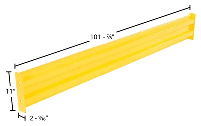 Vestil GR-F2R-BO-9-YL Steel 2 Ribbed Bolt On Style Guard Rail - dimensional drawing