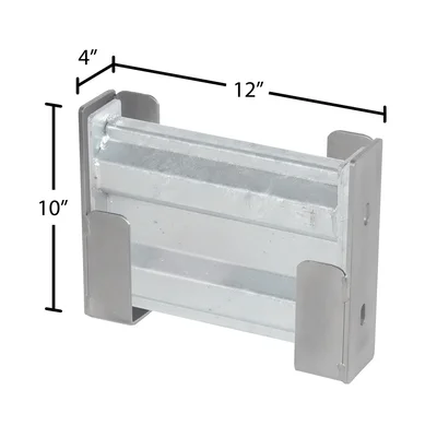 Vestil Galvanized Steel 2 Ribbed Drop In Style Guard Rail 6 In. Length Gray - dimensional drawing