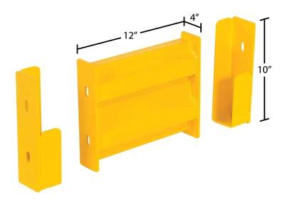 Vestil Steel 2 Ribbed Drop In Style Guard Rail 12 In. Length Yellow - dimensional drawing