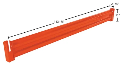 Vestil Steel 2 Ribbed Drop In Style Guard Rail 114 In. Length Orange - dimensional drawing
