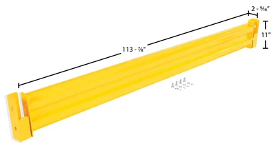 Vestil Steel 2 Ribbed Drop In Style Guard Rail 114 In. Length Yellow - dimensional drawing
