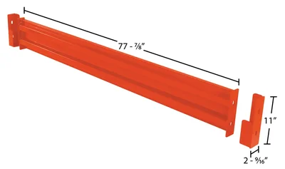 Vestil Steel 2 Ribbed Drop In Style Guard Rail 78 In. Length Orange - dimensional drawing