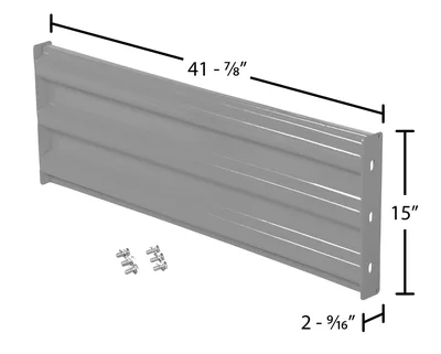 Vestil Steel 3 Ribbed Bolt On Style Guard Rail 41.875 In. Length Silver - dimensional drawing