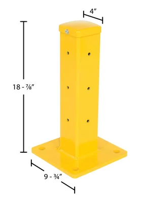 Vestil GR-F3R-BO-TP18-YL Steel Rigid Tube Post Bolt On Style - dimensional drawing