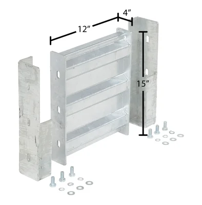 Vestil Galvanized Steel 3 Ribbed Drop In Style Guard Rail 12 In. Length Gray - dimensional drawing