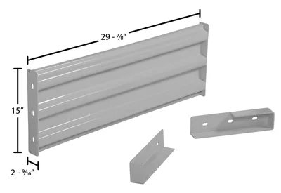 Vestil Steel 3 Ribbed Drop In Style Guard Rail 29.875 In Length Silver - dimensional drawing