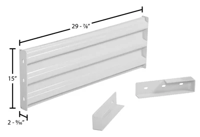 Vestil Steel 3 Ribbed Drop In Style Guard Rail 29.875 In Length White - dimensional drawing