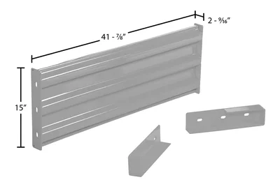Vestil Steel 3 Ribbed Drop In Style Guard Rail 41.875 In. Length Silver - dimensional drawing