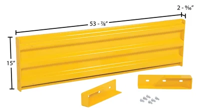 Vestil Steel 3 Ribbed Drop In Style Guard Rail 53.875 In. Length Yellow - dimensional drawing