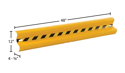 Vestil GR-H2R-BO-4-YL Steel Straight Guard Rail - dimensional drawing
