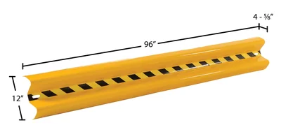 Vestil Steel Straight Guard Rail 96 In. Length Yellow - dimensional drawing