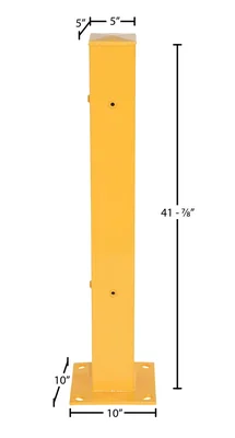 Vestil Steel Bolt On Tubular Guard Rail Post 2 Ribbed 42 In. Length Yellow - dimensional drawing