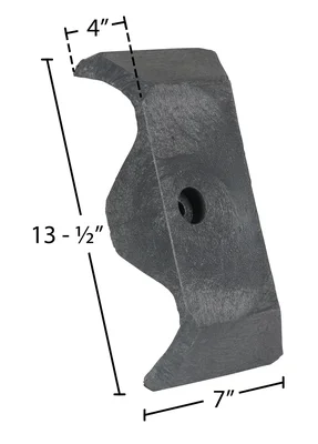 Vestil Plastic End Cap For Guard Rail System Gray - dimensional drawing