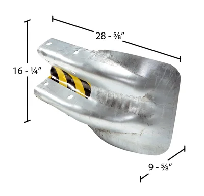 Vestil Steel Flared End Guard 28-5/8 In. x 9-5/8 In. x 16-1/4 In. For Guard Rail Systems Silver - dimensional drawing