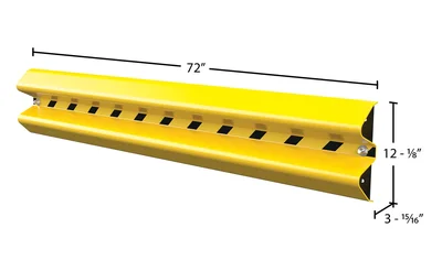 Vestil GR-H2R-WM-6-YL Steel Guard Rail Wall Mount - dimensional drawing